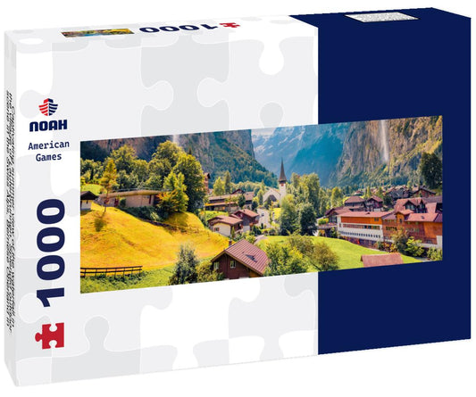 Noah Jigsaw Puzzle Captivating summer view of the waterfall in the village of Lauterbrunnen. Splendid outdoor scene in the Swiss Alps, Bernese Oberland in the Canton of Bern, Switzerland panorama 1000 pieces