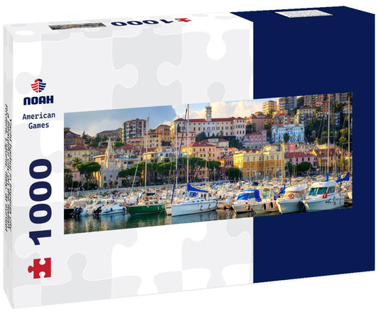 Noah Jigsaw Puzzle Yacht harbor in Imperia city, a beautiful city on the Italian Riviera, Liguria, Italy, at sunset panorama 1000 pieces