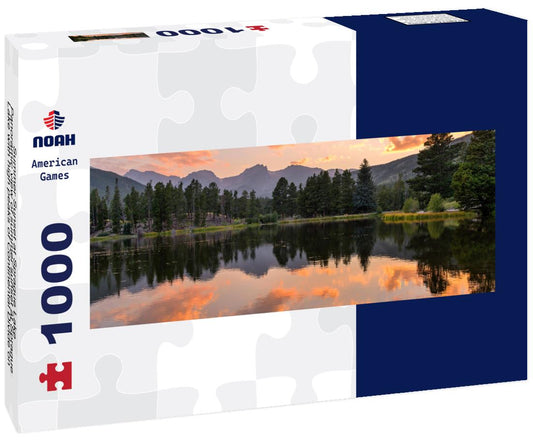 Noah Jigsaw Puzzle Summer Sunset at Sprague Lake - Panoramic view of summer sunset at Sprague Lake with high peaks of Continental Divide on the shore, Rocky Mountain National Park, Colorado, USA panorama 1000 pieces