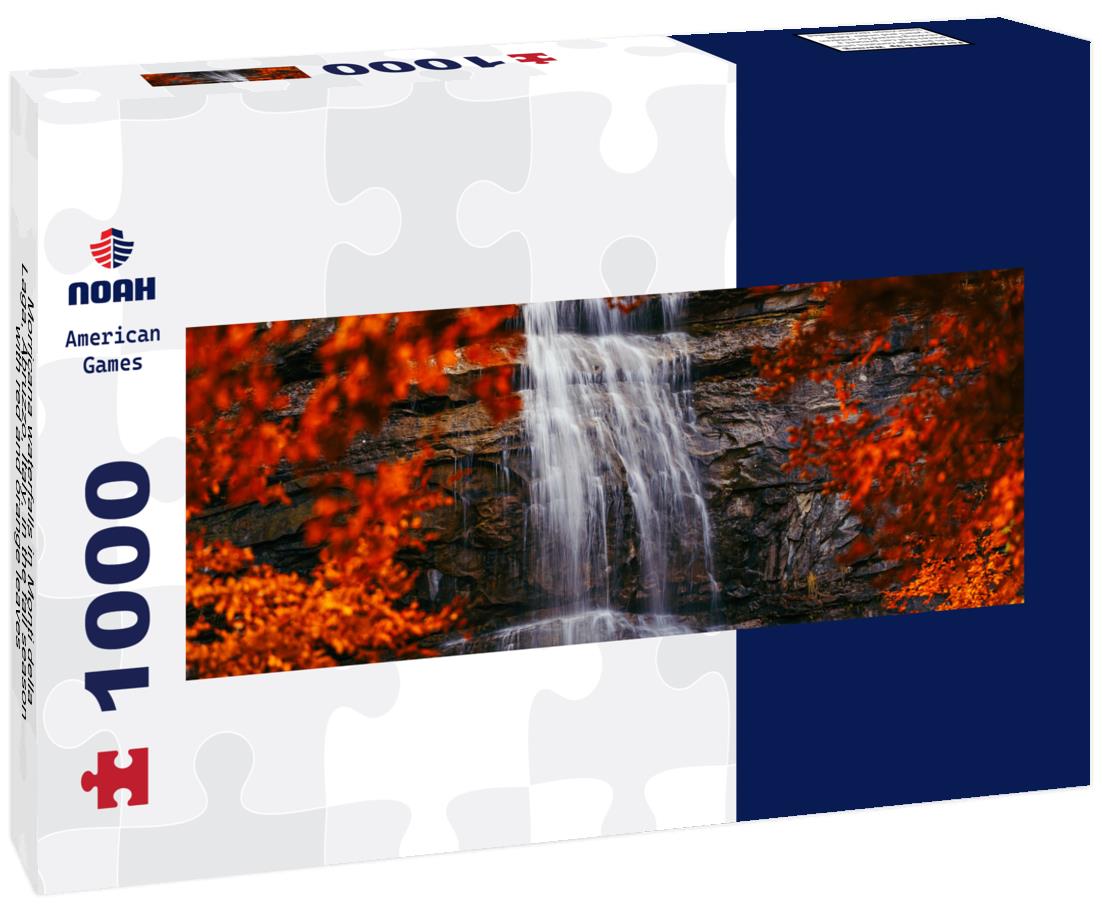Noah Jigsaw Puzzle Morricana waterfalls in Monti della Laga, Abruzzo, Italy, in the fall season with red and orange leaves panorama 1000 pieces