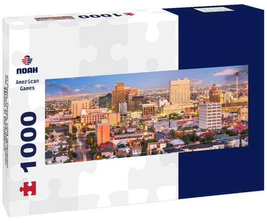 Noah Jigsaw Puzzle El Paso, Texas, USA downtown city skyline at dusk with Juarez, Mexico in the distance panorama 1000 pieces