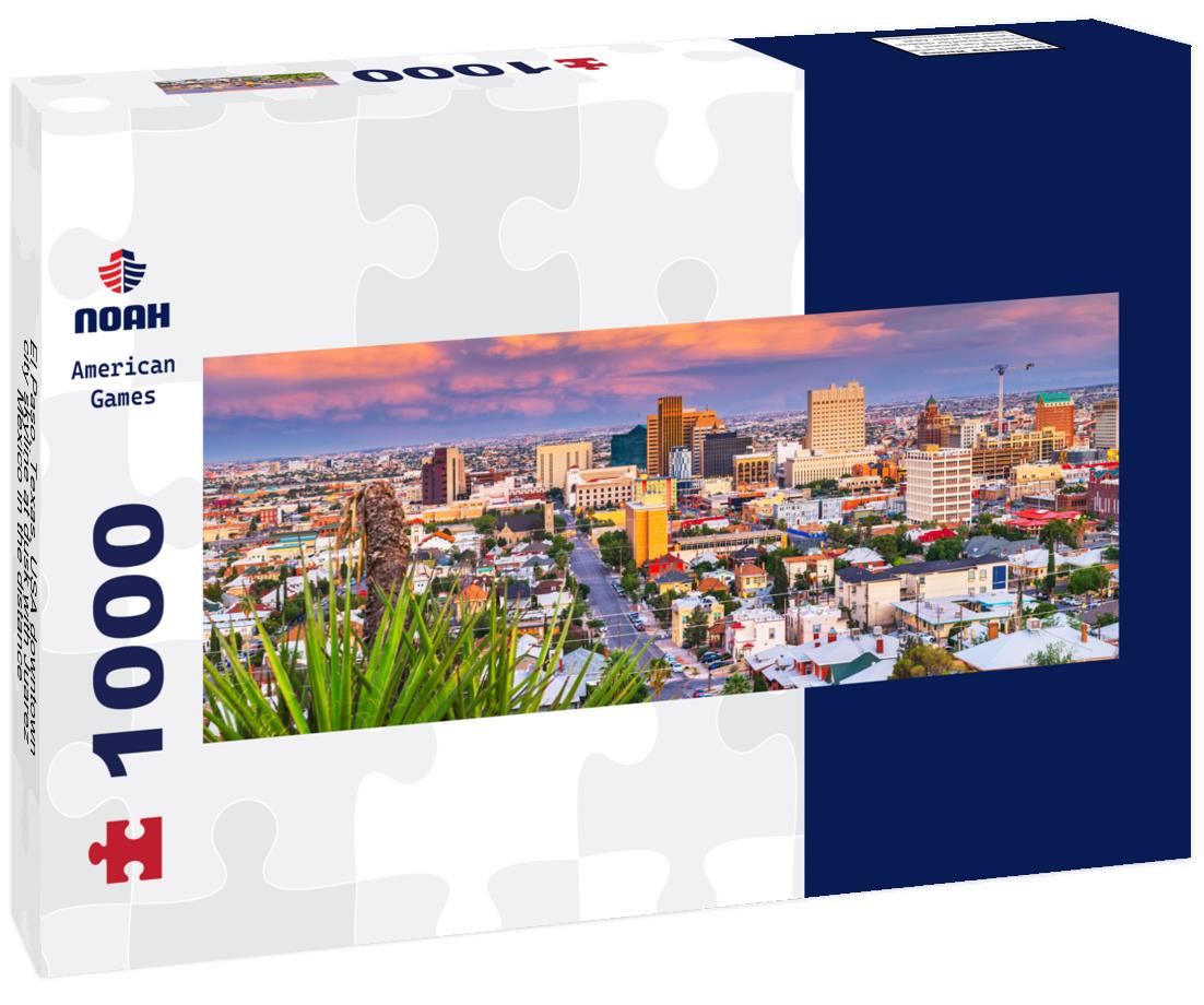 Noah Jigsaw Puzzle El Paso, Texas, USA downtown city skyline at dusk with Juarez, Mexico in the distance panorama 1000 pieces