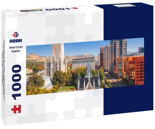 Noah Jigsaw Puzzle Salt Lake City, Utah, USA downtown cityscape over Temple Square with autumn foliage panorama 1000 pieces