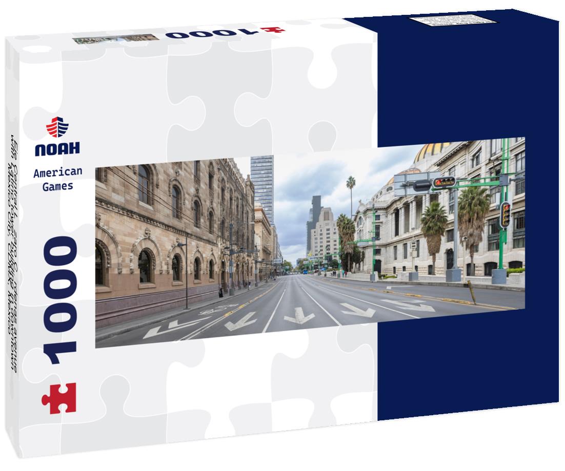 Noah Jigsaw Puzzle Eje Central Lázaro Cárdenas avenue with Latino tower building in downtown Mexico City, CDMX, Mexico panorama 1000 pieces