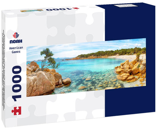 Noah Jigsaw Puzzle Amazing view of the beach of Capriccioli on the Costa Smeralda. Popular tourist destination of the Mediterranean. Location: Arzachena, Sassari province, Sardinia, Italy panorama 1000 pieces