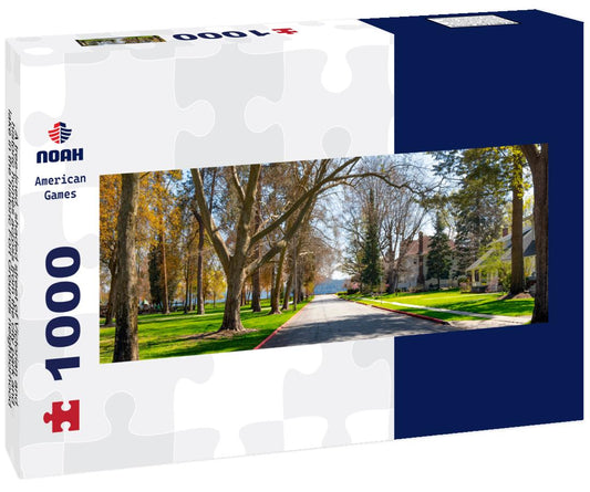 Noah Jigsaw Puzzle A tree-lined, shaded street of Victorian and historic homes across from the city park and lake in the historic Fort Grounds neighborhood of Coeur d'Alene, Idaho, USA panorama 1000 pieces
