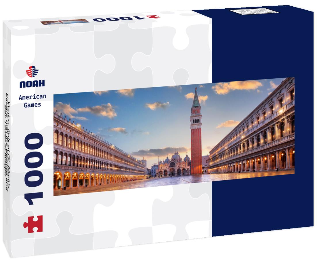 Noah Jigsaw Puzzle Venice, Italy at St. Mark's Square with the Basilica and Bell Tower at twilight panorama 1000 pieces