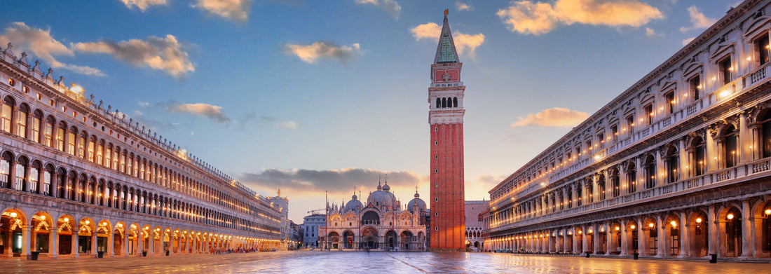 Noah Jigsaw Puzzle Venice, Italy at St. Mark's Square with the Basilica and Bell Tower at twilight panorama 1000 pieces