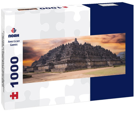 Noah Jigsaw Puzzle Front view of Borobudur Anicent Buddhist Temple of Yogyakarta, Java Island, Indonesia. Oldest Buddhist temple in the morning. World Heritage, UNESCO panorama 1000 pieces