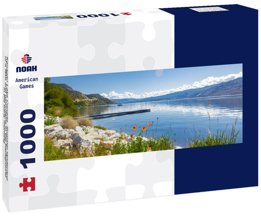 Noah Jigsaw Puzzle Kanagan Lake Canada. Summer landscape of a lake and mountains in the background in the early morning panorama 1000 pieces