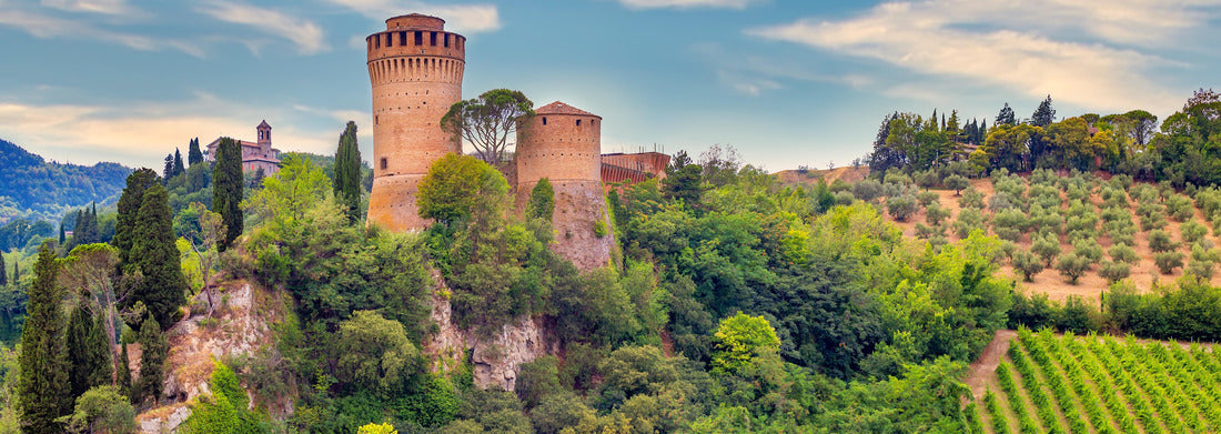 Noah Jigsaw Puzzle Brisighella, Ravenna, Emilia-Romagna, Italy, Ravenna, Emilia-Romagna, Italy. Beautiful panoramic view of the medieval town and the Manfredian fortress with clock tower panorama 1000 pieces
