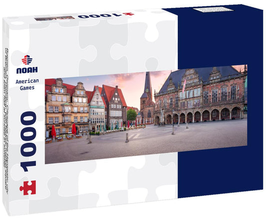 Noah Jigsaw Puzzle Bremen, Germany. Cityscape of the Hanseatic city of Bremen, Germany, with historic market square and town hall at sunrise in summer panorama 1000 pieces