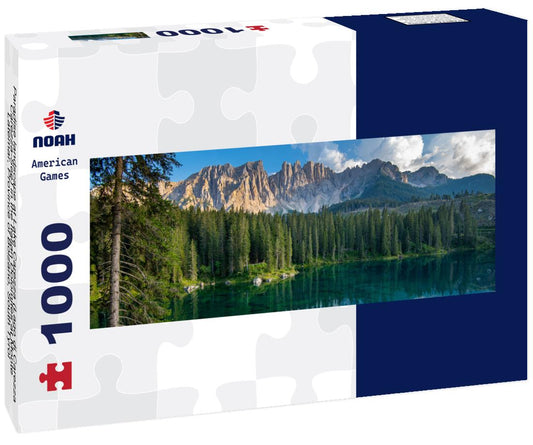 Noah Jigsaw Puzzle Paradise landscape at Lake Carezza (Lago di Carezza, Carezza-See) in the Italian Dolomites at Monte Latemar, Province of Bolzano, South Tyrol panorama 1000 pieces