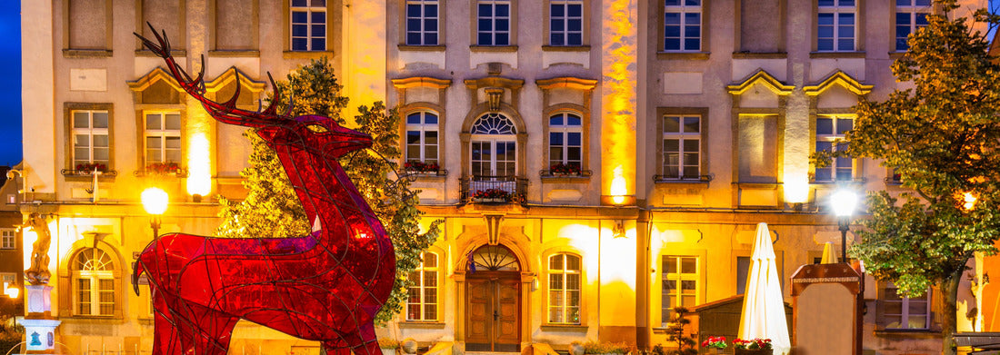 Noah Jigsaw Puzzle A deer as a symbol of the city of Jelenia Gora at the town hall square at dusk. Poland panorama 1000 pieces
