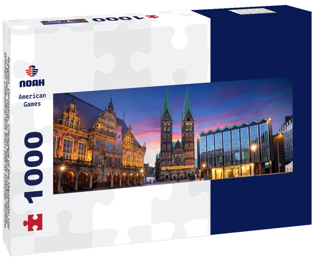 Noah Jigsaw Puzzle Bremen, Germany. Cityscape of the Hanseatic city of Bremen, Germany with historic market square, Bremen Cathedral and town hall at summer sunrise panorama 1000 pieces