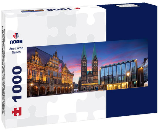 Noah Jigsaw Puzzle Bremen, Germany. Cityscape of the Hanseatic city of Bremen, Germany with historic market square, Bremen Cathedral and town hall at summer sunrise panorama 1000 pieces