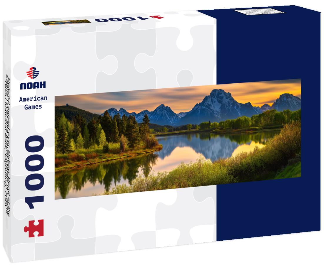 Noah Jigsaw Puzzle Colorful sunset over Oxbow Bend of the Snake River and Mount Moran in Grand Teton National Park, Wyoming, USA panorama 1000 pieces
