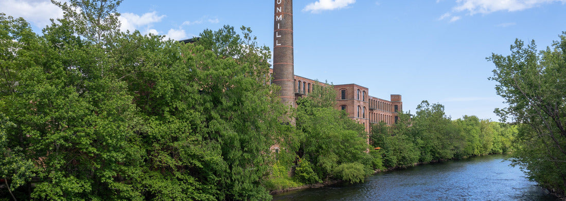 Noah Jigsaw Puzzle Blackstone River Valley National Historic Park. Ashton Mill brick smokestack. Former cotton mill now apartments for Providence area. Village remains example of a Rhode Island System mill village panorama 1000 pieces
