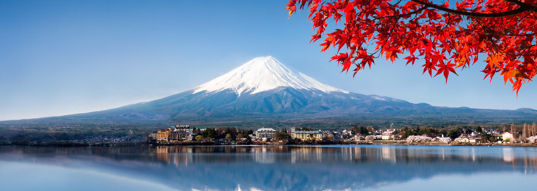 Noah Jigsaw Puzzle Mount Fuji with red maple leaves, Lake Kawaguchi, Yamanashi Prefecture, Japan panorama 1000 pieces