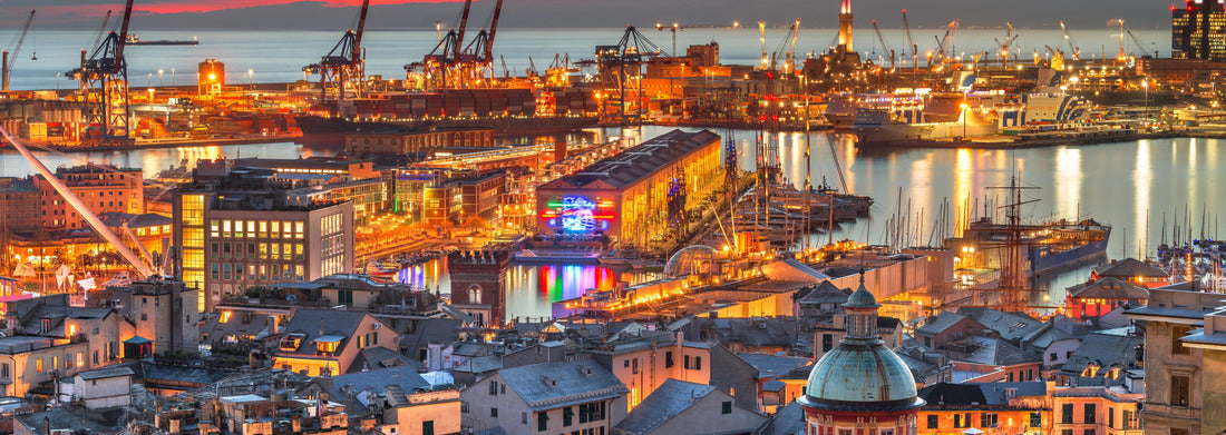 Noah Jigsaw Puzzle Genoa, Italy skyline in the city center at the harbor at sunset panorama 1000 pieces