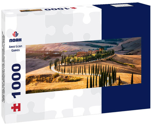 Noah Jigsaw Puzzle Well-known Tuscan landscape with grain fields, cypresses and houses on the hills at sunset. Summer landscape with winding road in Tuscany, Italy panorama 1000 pieces