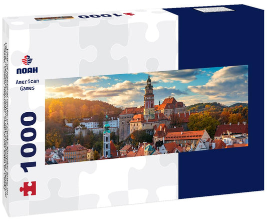 historical center of Cesky Krumlov town on Vltava riverbank on autumn day overlooking medieval Castle, Czech Republic. old town of Cesky Krumlov, South Bohemia, Czech Republic 1000pc Panoramic Puzzle
