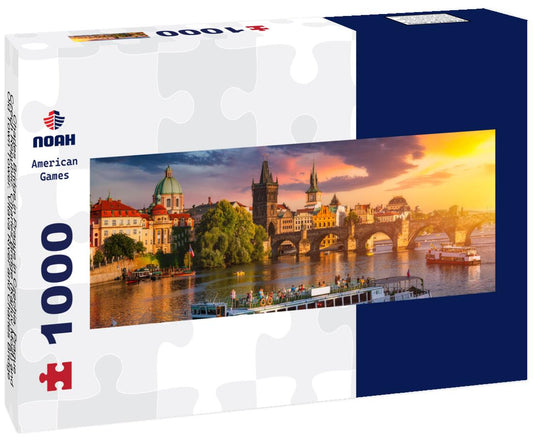Noah Jigsaw Puzzle Charles Bridge in Prague in Czechia. Prague, Czech Republic. Charles Bridge (Karluv Most) and Old Town Tower. Vltava River and Charles Bridge panorama 1000 pieces