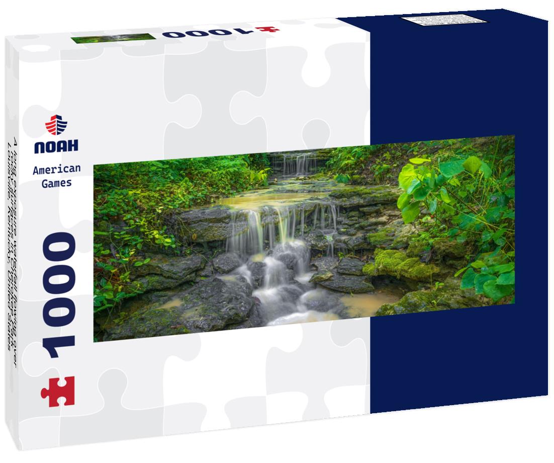 Noah Jigsaw Puzzle A long exposure waterfall flowing over rocky surfaces in Cherokee Park, Louisville, Kentucky, United States panorama 1000 pieces