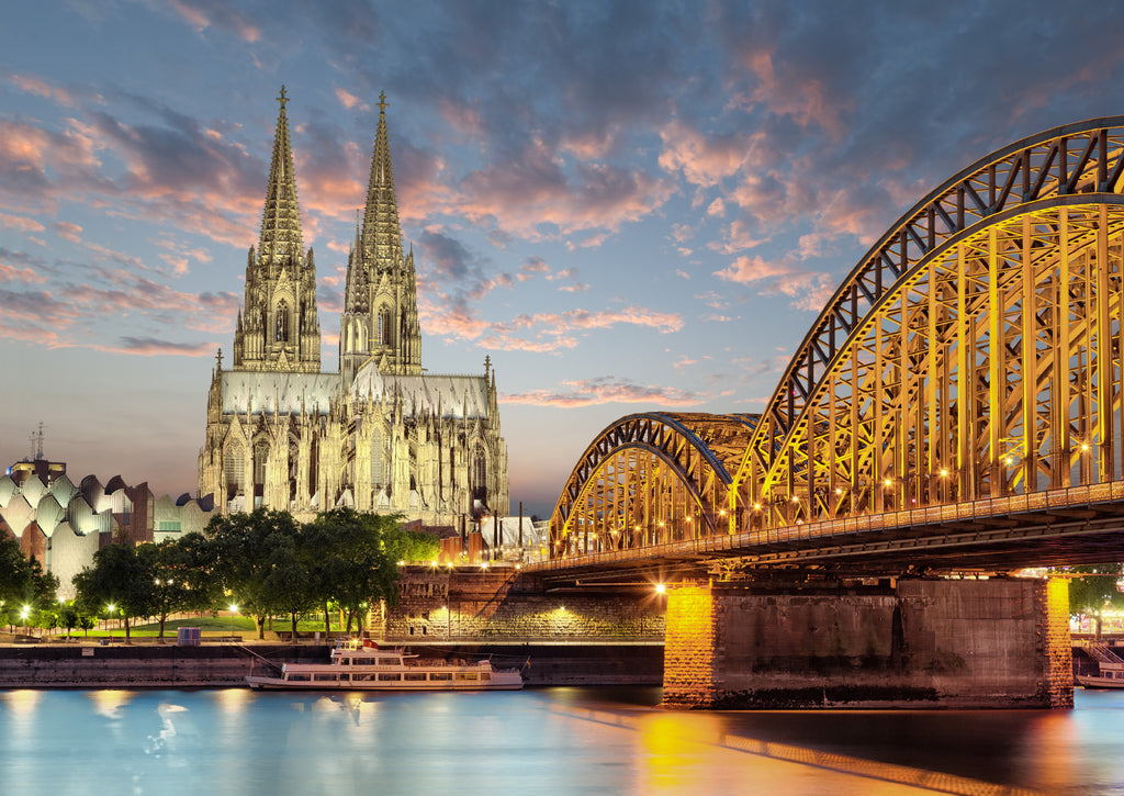 Cologne Skyline with Cathedral and Bridge