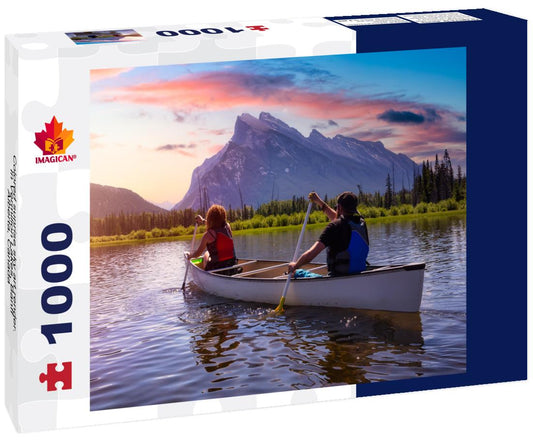 ImagiCan Jigsaw Puzzle Colored sunrise sky art render. In Vermilion Lakes, Banff, Alberta, Canada 1000 pieces