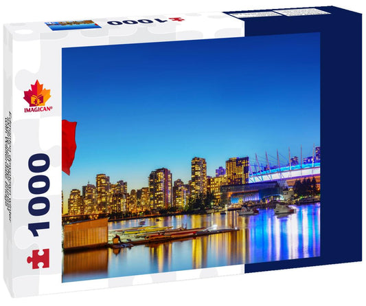 ImagiCan Jigsaw Puzzle Edmonton downtown winter skyline just after sunset with Walterdale bridge 1000 pieces