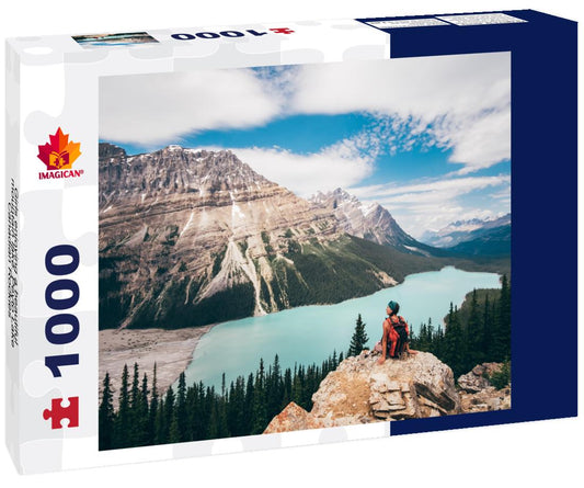 ImagiCan Jigsaw Puzzle Girls enjoying a beautiful mountain lake. Peyto Lake, Canadian Rockies, Alberta, Canada 1000 pieces