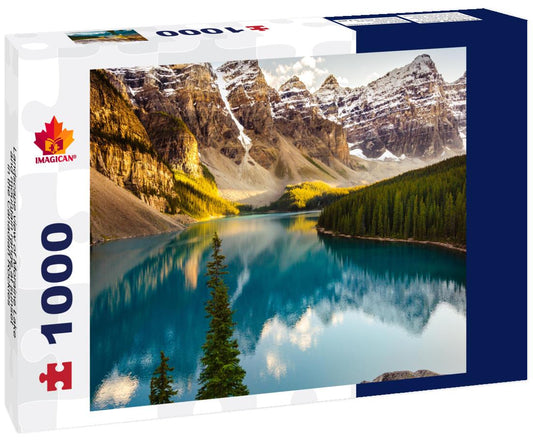 ImagiCan Jigsaw Puzzle Landscape view of Moraine Lake and mountain range at sunset in the Canadian Rockies 1000 pieces