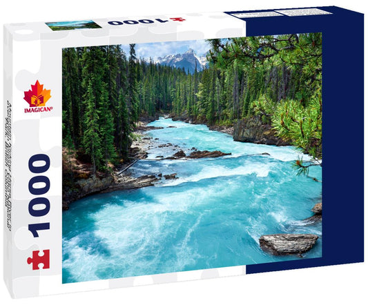 ImagiCan Jigsaw Puzzle Mountain Kicking Horse River in evergreen forest, Yoho National Park, British Columbia 1000 pieces