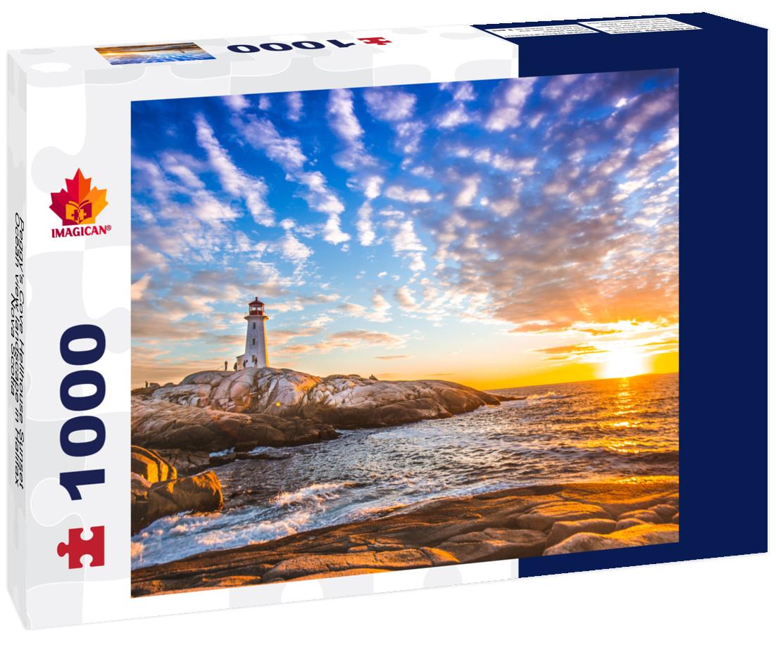 ImagiCan Jigsaw Puzzle Peggy's Cove Hellhouse Sunset Ocean view landscape in Halifax, Nova Scotia 1000 pieces