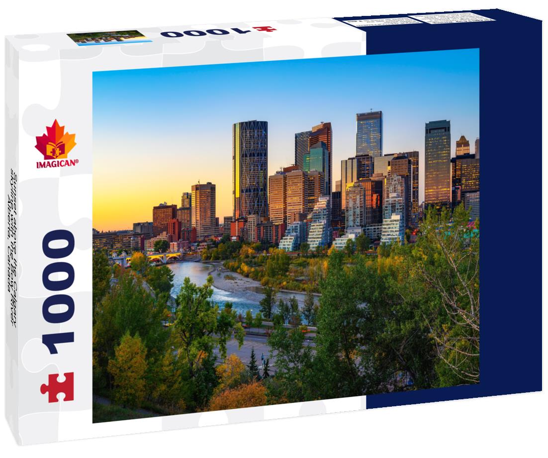 ImagiCan Jigsaw Puzzle Sunset above the Calgary skyline with the Bow River, Alberta, Canada 1000 pieces