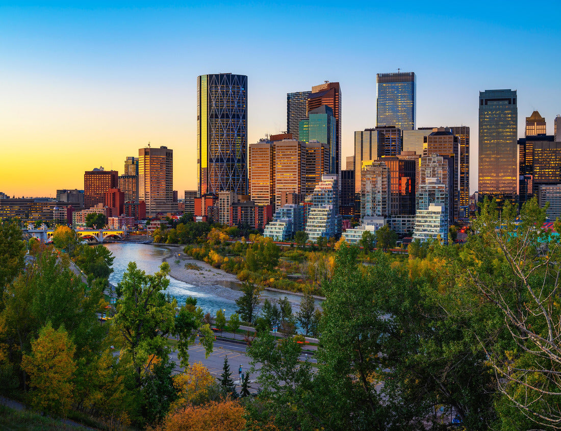 ImagiCan Jigsaw Puzzle Sunset above the Calgary skyline with the Bow River, Alberta, Canada 1000 pieces