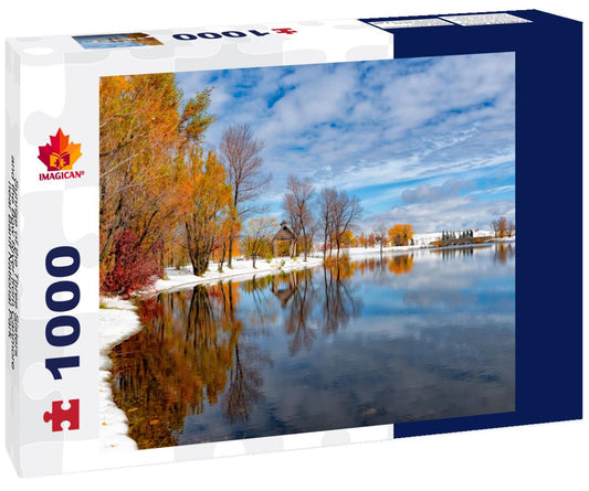 ImagiCan Jigsaw Puzzle Sunrise of the Three Sisters and the Bow River from Canmore near Banff National Park 1000 pieces