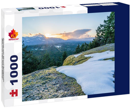 ImagiCan Jigsaw Puzzle Sunset over Mount Arrowsmith near Parksville and Qualicum Beach on Vancouver Island 1000 pieces