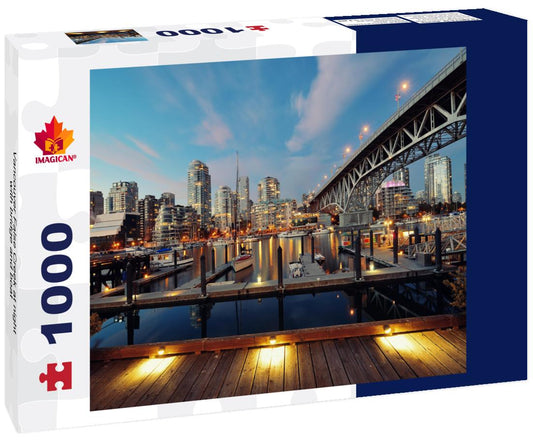 ImagiCan Jigsaw Puzzle Vancouver False Creek at night with bridge and boat 1000 pieces