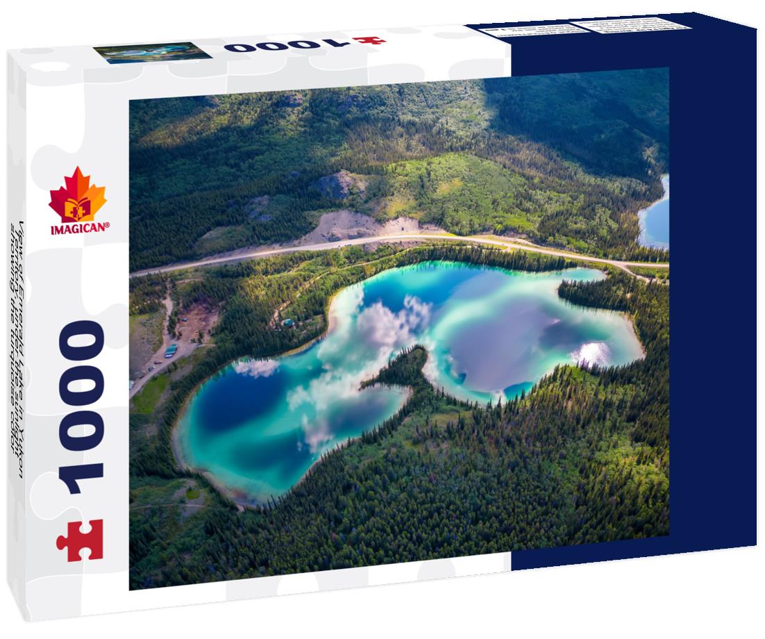 ImagiCan Jigsaw Puzzle View of Emerald Lake in Yukon Territory, under the sunlight showing the turquoise color 1000 pieces