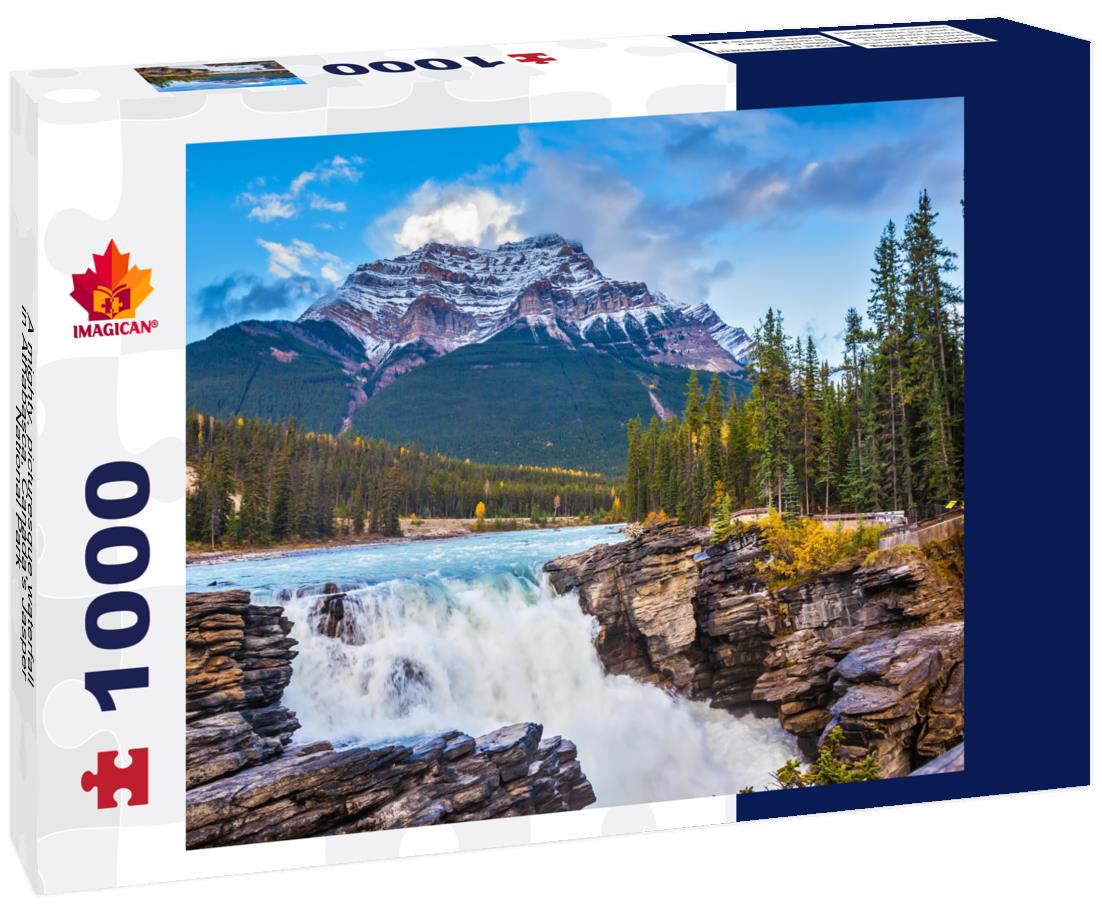 ImagiCan Jigsaw Puzzle A mighty, picturesque waterfall in Athabasca, Canada's Jasper National Park 1000 pieces