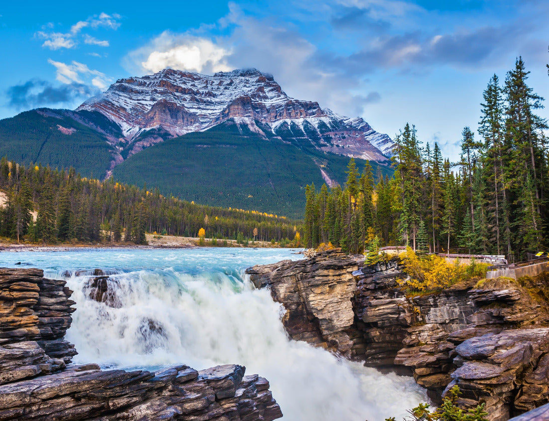 ImagiCan Jigsaw Puzzle A mighty, picturesque waterfall in Athabasca, Canada's Jasper National Park 1000 pieces