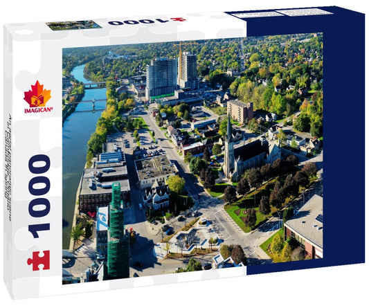 ImagiCan Jigsaw Puzzle An aerial panoramic scene in Cambridge, Ontario, Canada in spring 1000 pieces