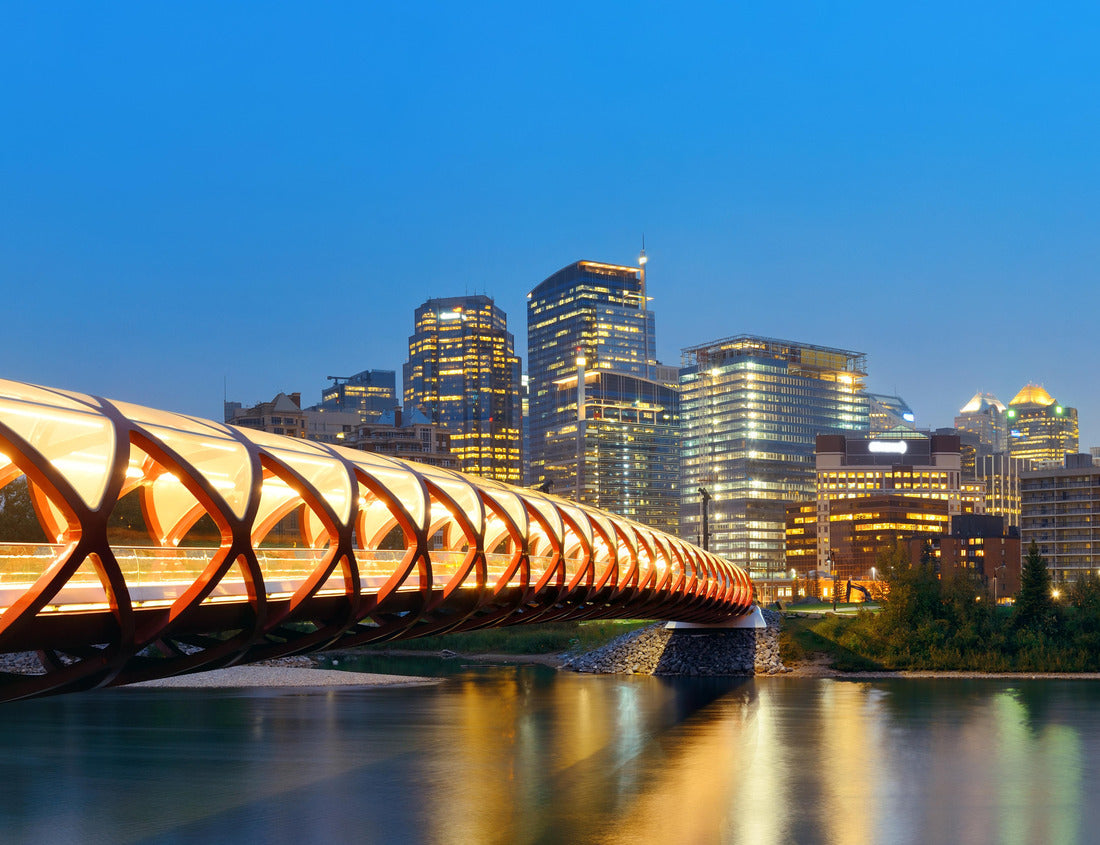 ImagiCan Jigsaw Puzzle Calgary City with Peace Bridge and skyscrapers in Alberta in the evening, Canada 1000 pieces