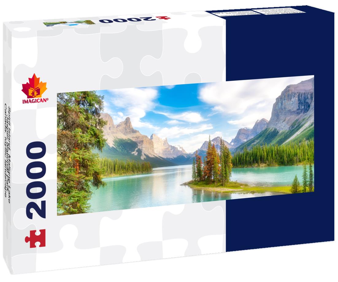 Spirit Island in Maligne Lake, Jasper National Park, Alberta, Canada 2000pc Panoramic Puzzle