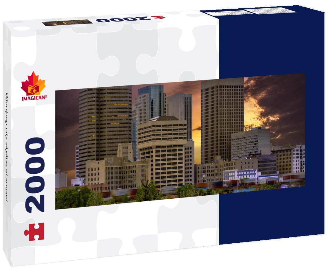 Winnipeg city skyline at sunset 2000pc Panoramic Puzzle