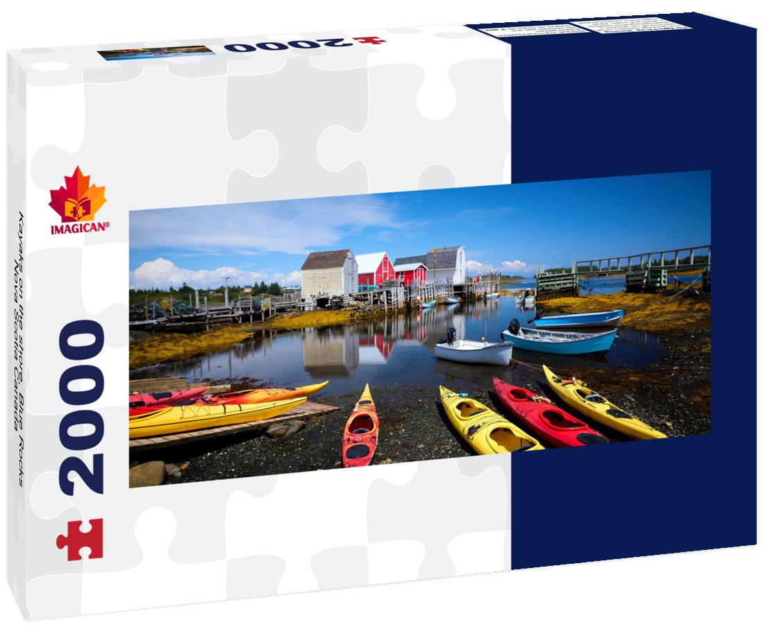 Kayaks on shore, Blue Rocks, Nova Scotia Canada 2000pc Panoramic Puzzle