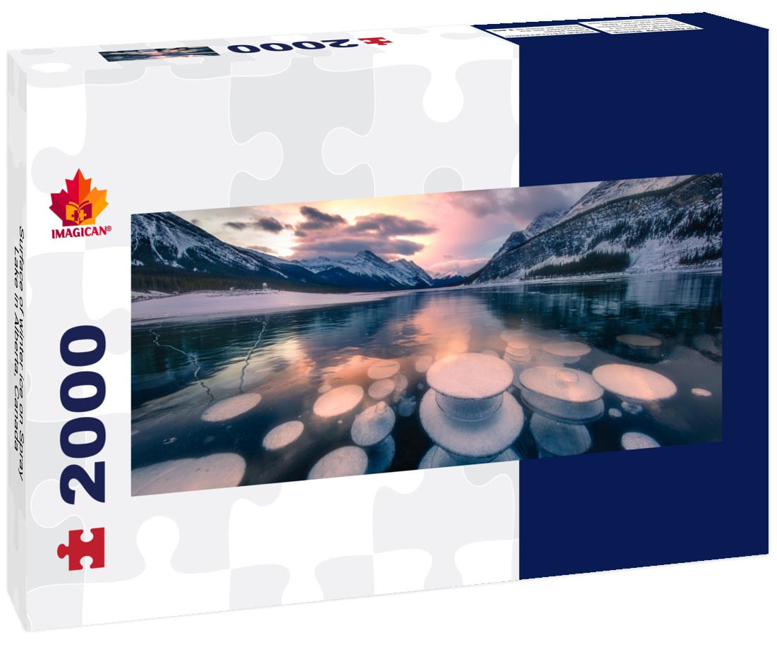 Surface of winter ice on Spray Lake in Alberta, Canada 2000pc Panoramic Puzzle