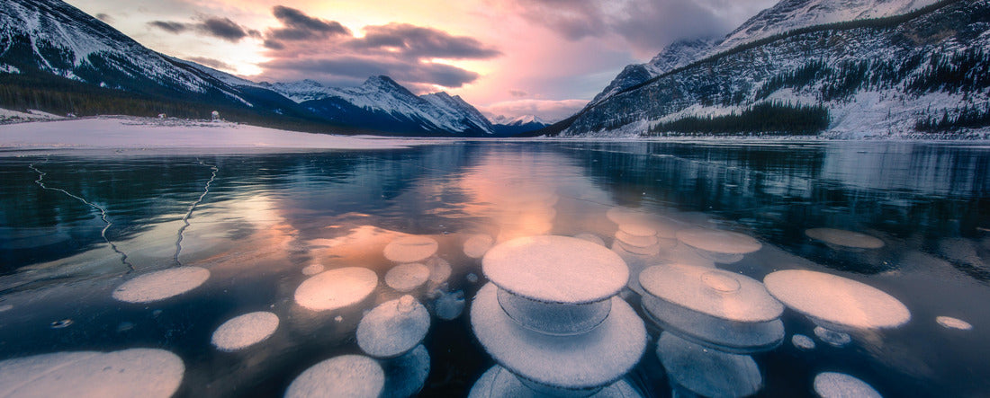 Surface of winter ice on Spray Lake in Alberta, Canada 2000pc Panoramic Puzzle